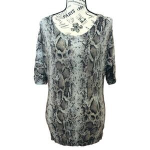 Express (S) Snakeskin Print Half Sleeve Crew Neck Lightweight Knit Top Pullover
